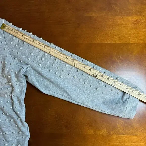 Eloquii Women's Pearl Embellished Heather Gray Sweatshirt NWT Size 22/24 - Picture 5 of 10